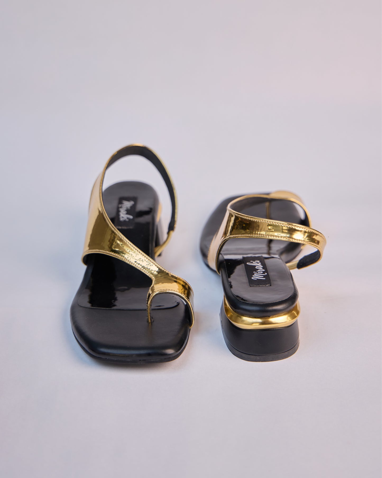 Gold Metallic Sculpted Heel Sandals
