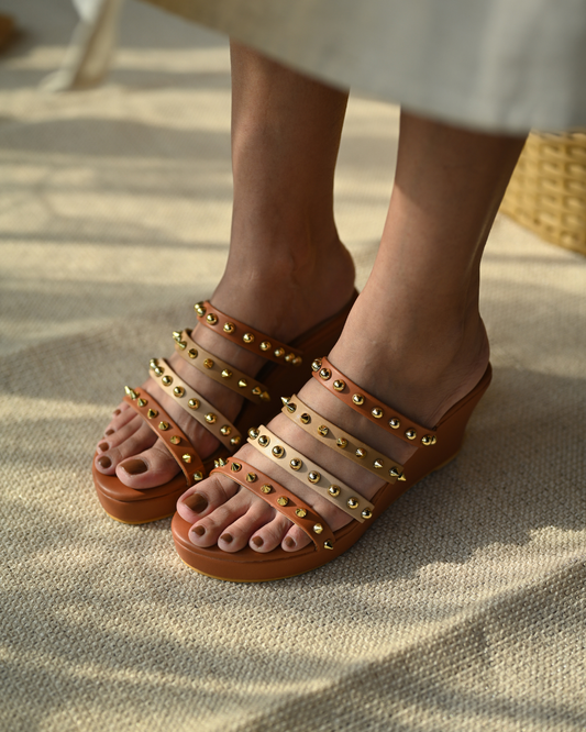 Strappy Studded Wedges