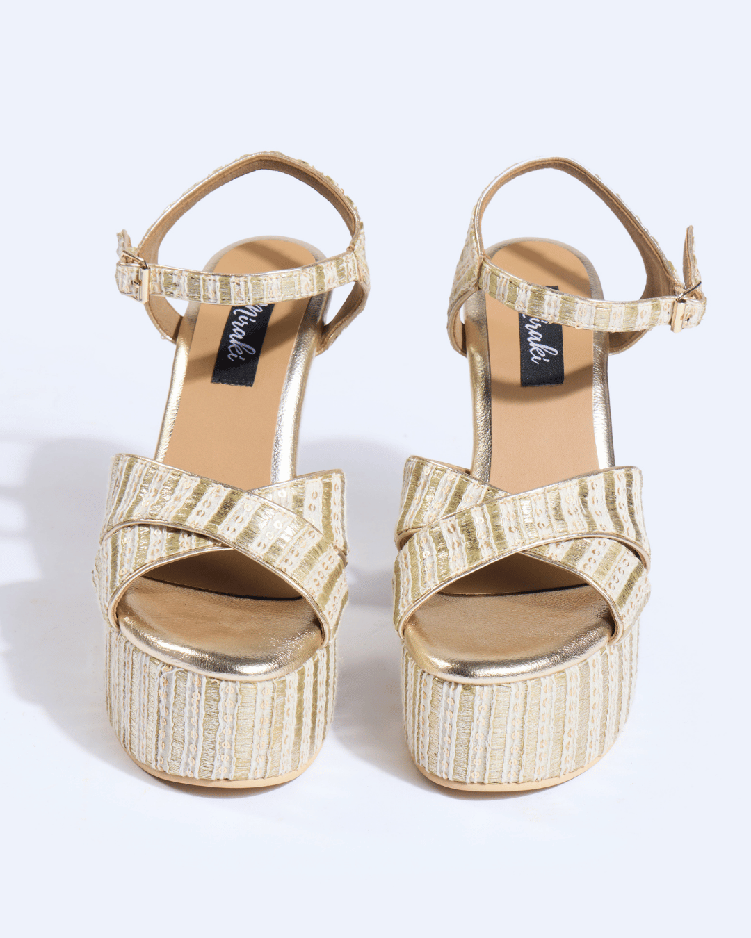 Regal Textured Ankle Strap Block Heels