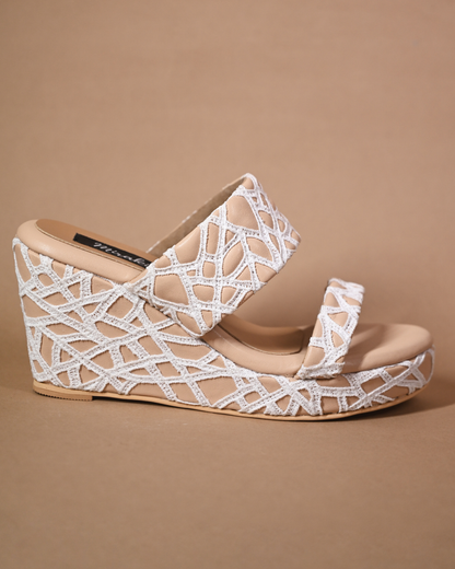 Cushioned Nude Web Wedges