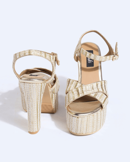 Regal Textured Ankle Strap Block Heels