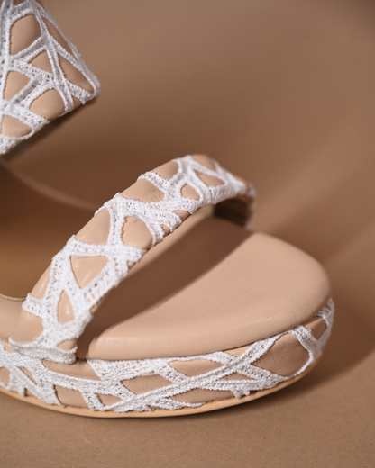 Cushioned Nude Web Wedges