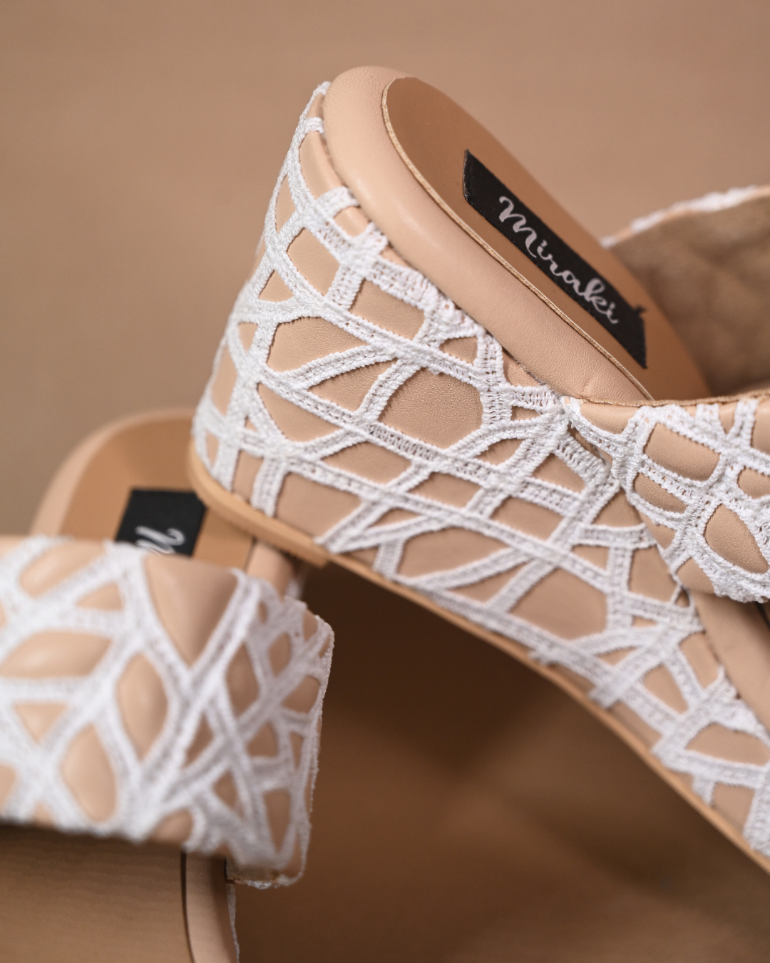 Cushioned Nude Web Wedges