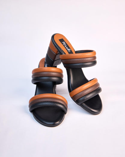 Black & Tan Padded Strap Heels