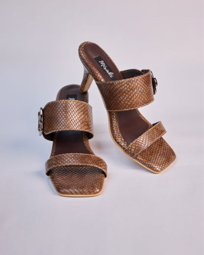Textured Buckle Mid-Heels