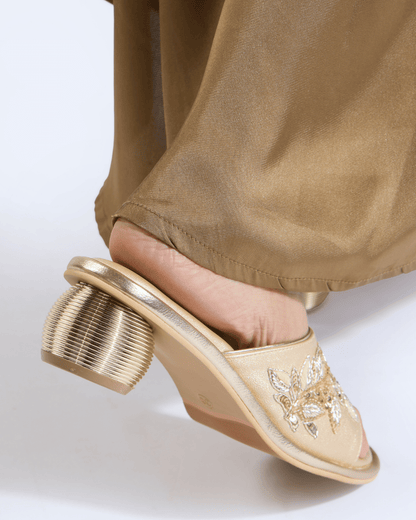 Celeste Leaf Champagne Gold Handwork Heels