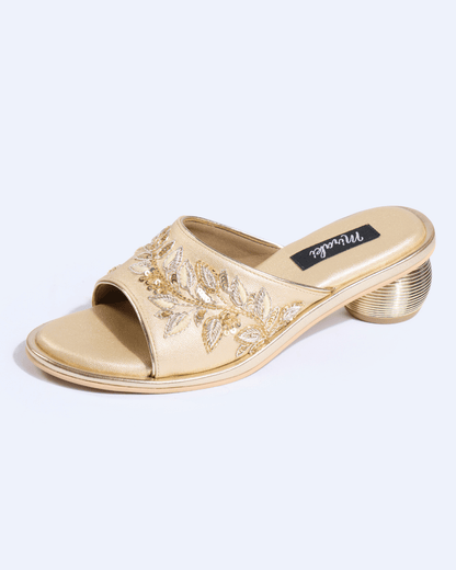 Celeste Leaf Champagne Gold Handwork Heels