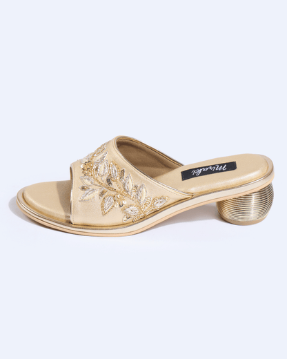 Celeste Leaf Champagne Gold Handwork Heels