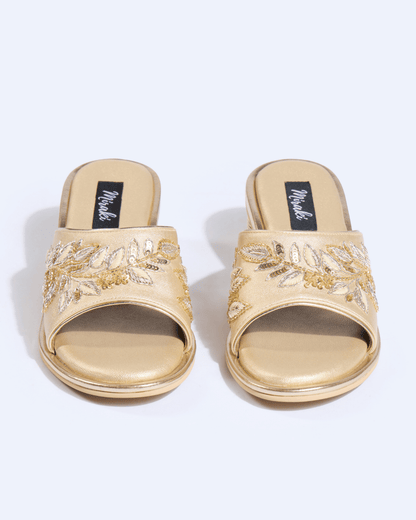 Celeste Leaf Champagne Gold Handwork Heels
