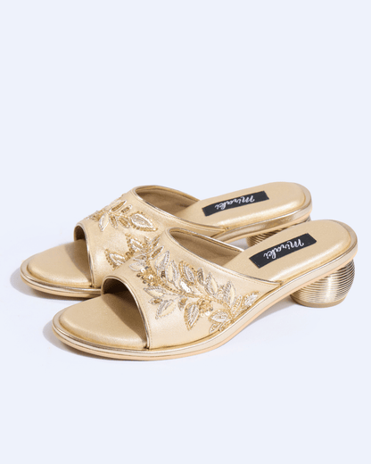 Celeste Leaf Champagne Gold Handwork Heels