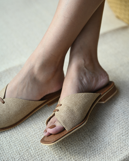 Beige Slip On Flats