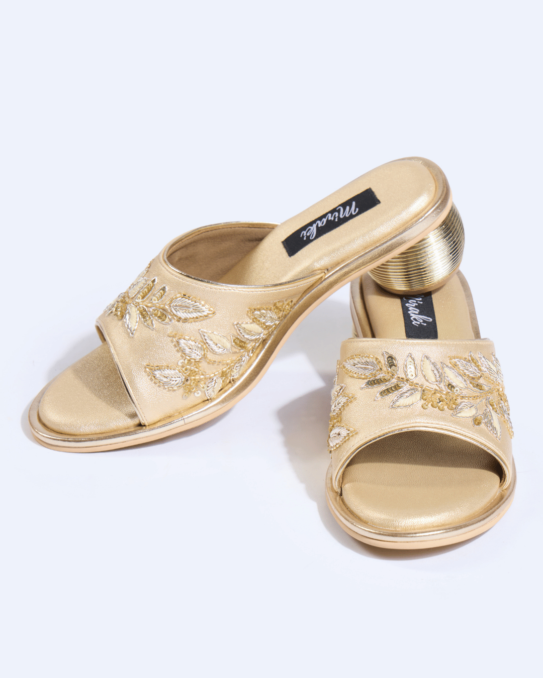 Celeste Leaf Champagne Gold Handwork Heels