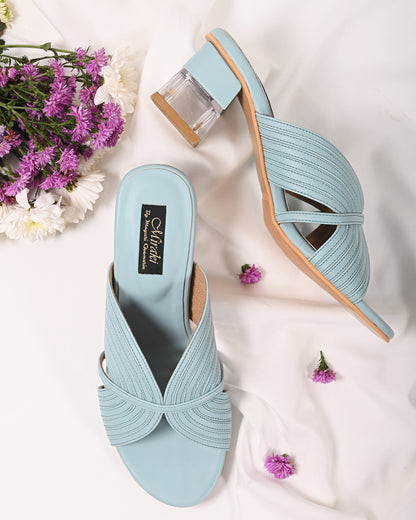 Powder Blue Strappy Slip-On Heel