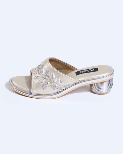 Celeste Leaf Champagne Silver Handwork Heels