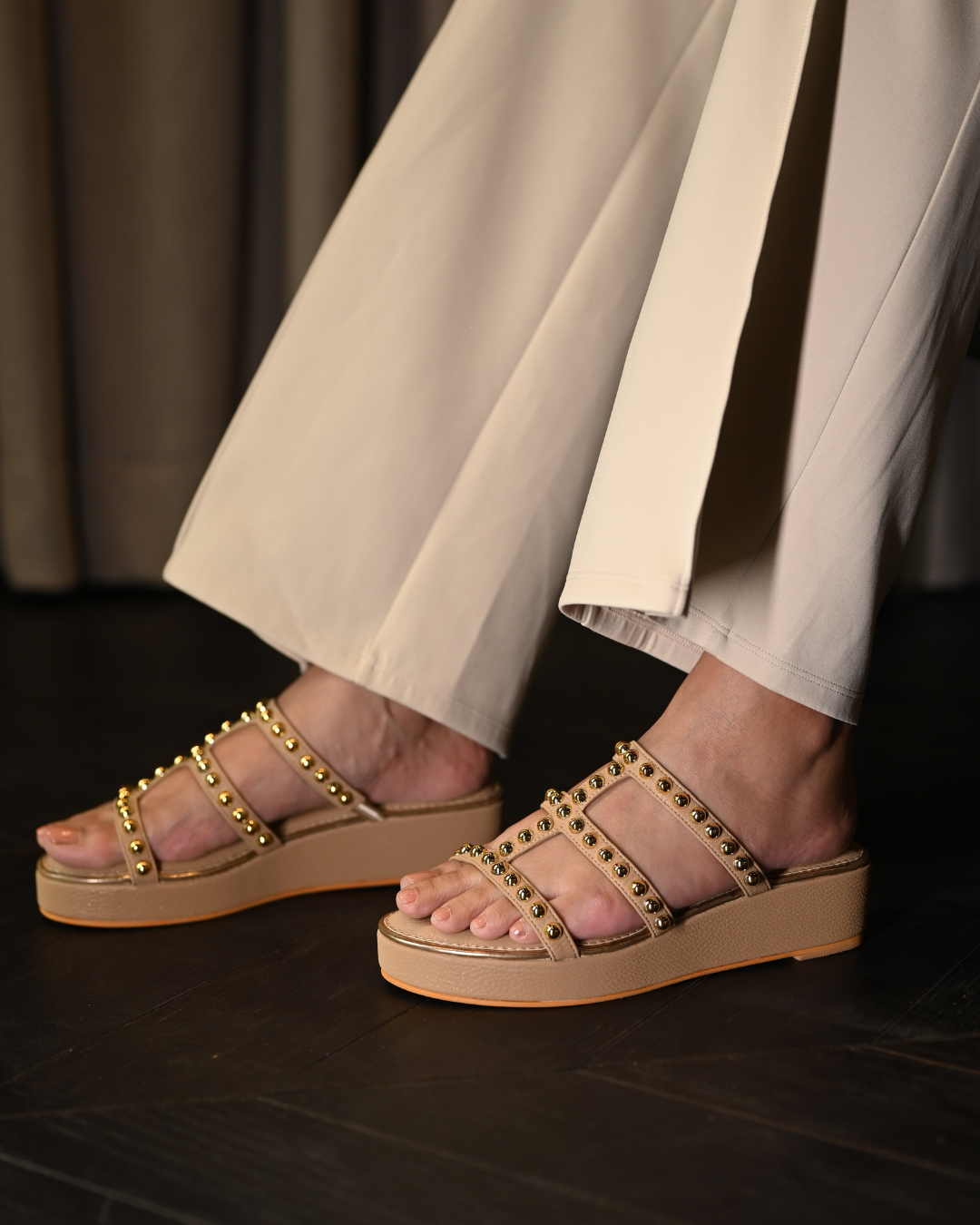 Studded Slip On Platform Flats