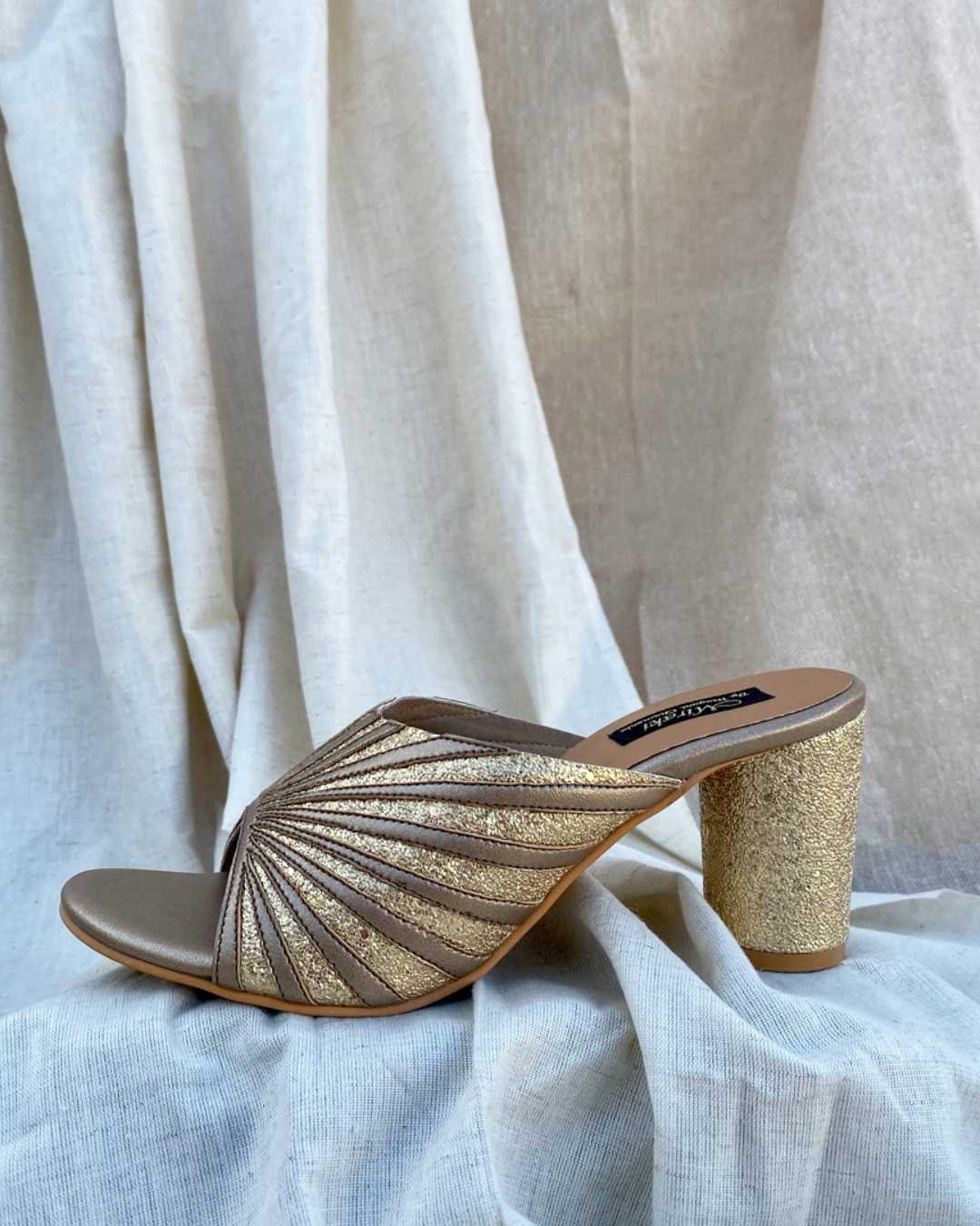 Antique Pattern Cut Slip Ons With Rounded Heels