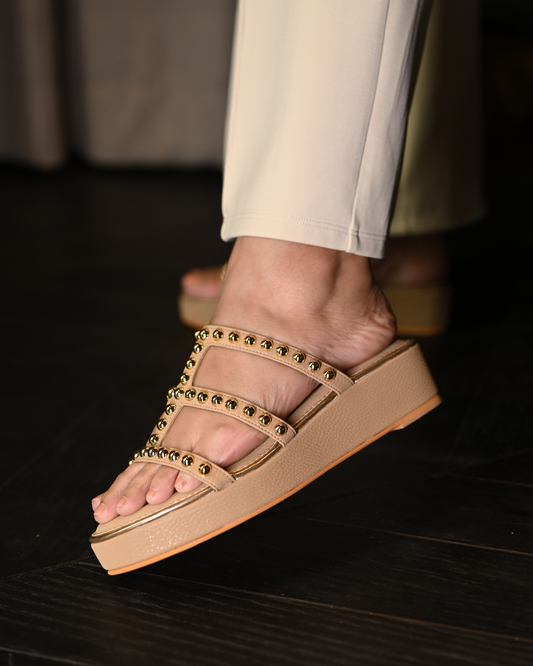 Studded Slip On Platform Flats