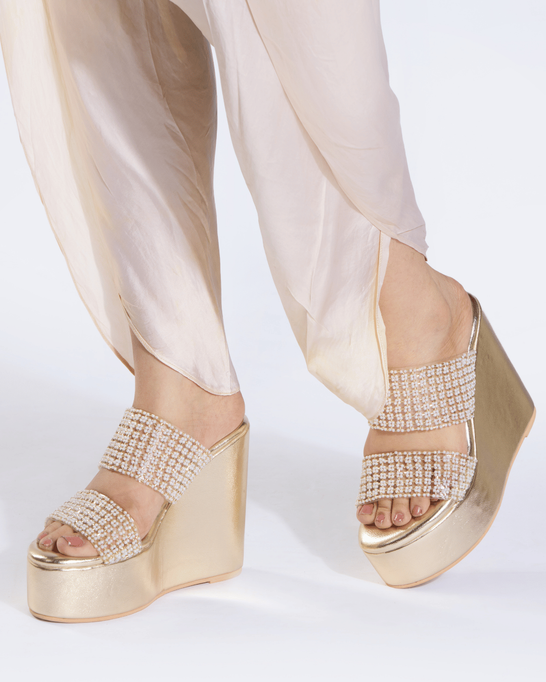 Pearl And Gold Handwork Wedges