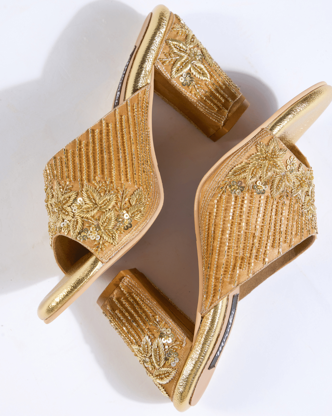 Golden Heirloom Handwork Block Heels