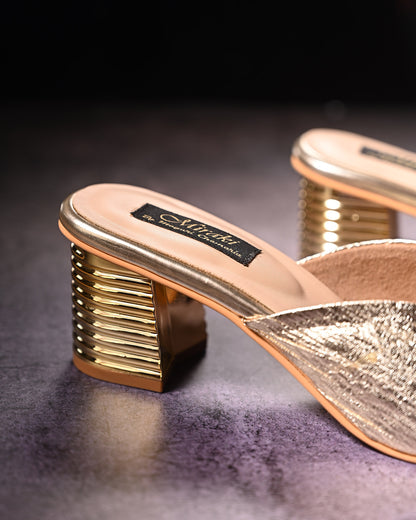 Textured Gold Slip-On Heel