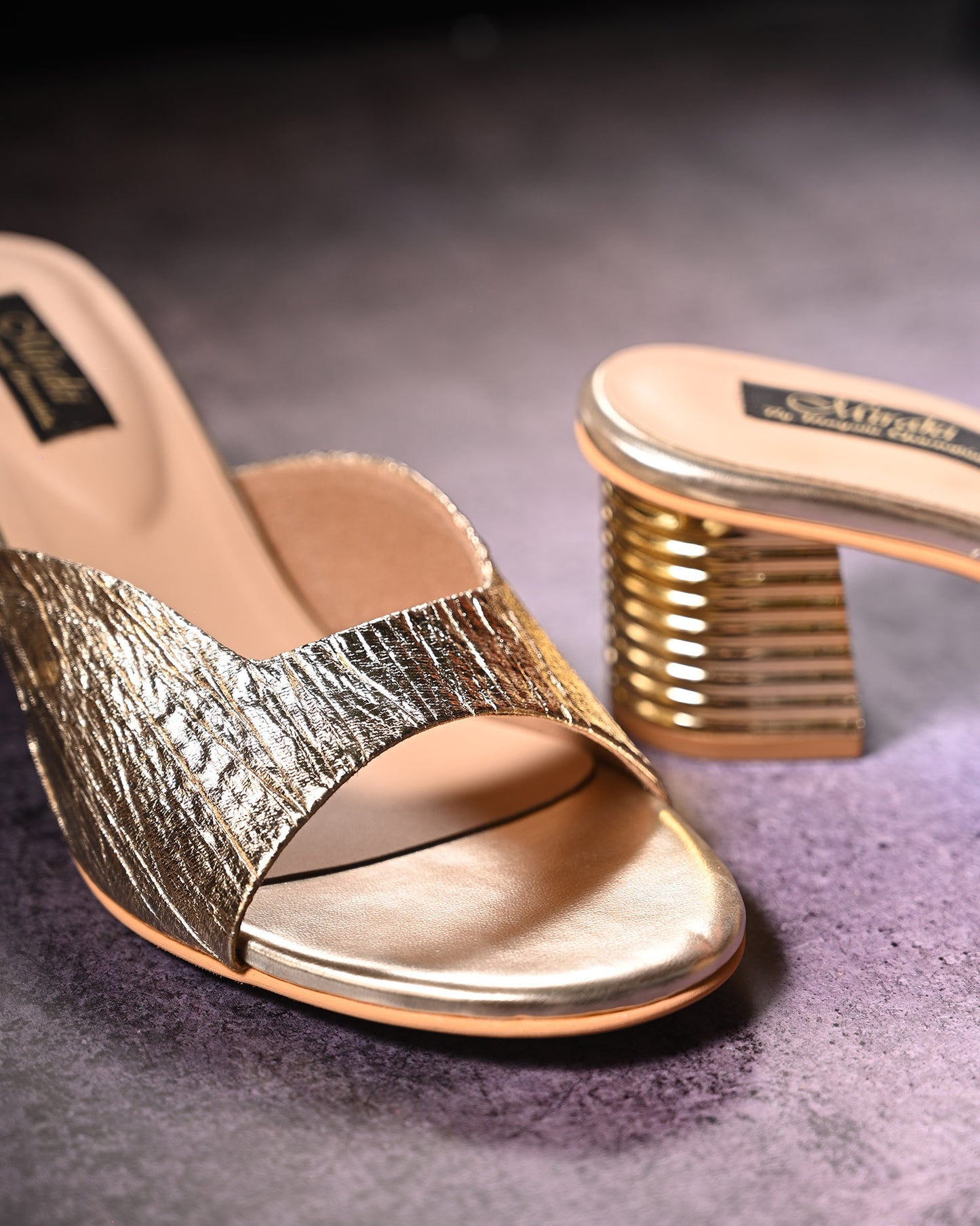 Textured Gold Slip-On Heel