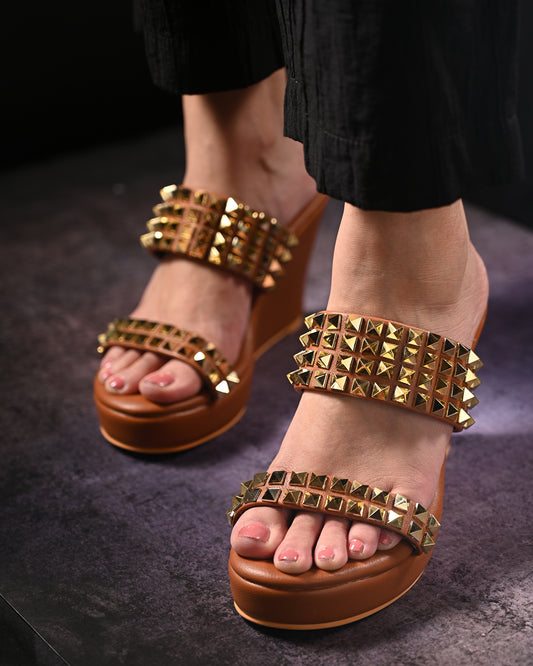 Tan Studded Wedges