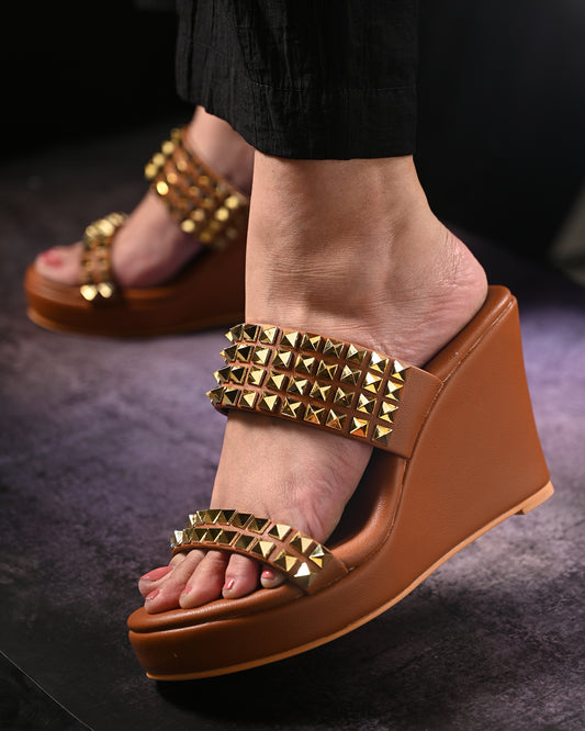 Tan Studded Wedges
