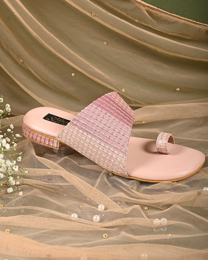 Pastel Slip Flats With Highlighted Handwork