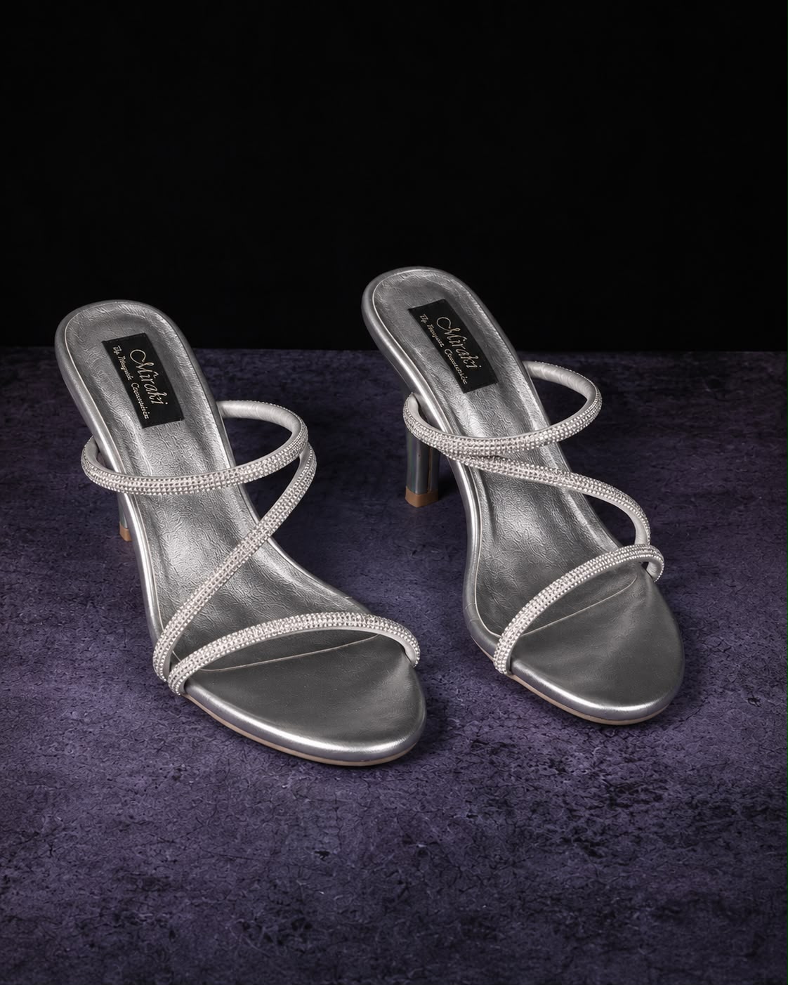 Silver Rhinestone Strappy Heels