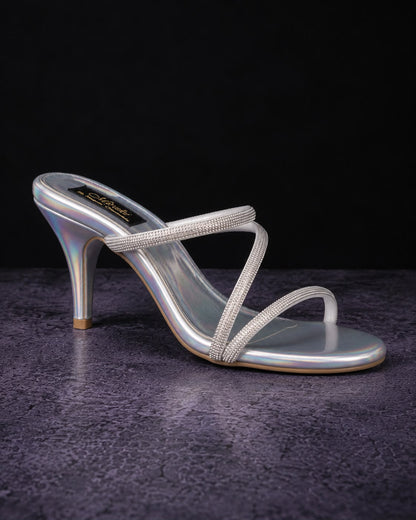 Silver Rhinestone Strappy Heels