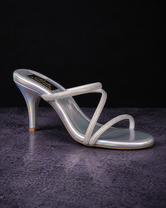 Silver Rhinestone Strappy Heels